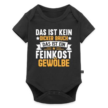 Feinkostgewölbe Fun Shirt – Kein dicker Bauch - Baby Premium Kurzarmbody - Schwarz - Vorne