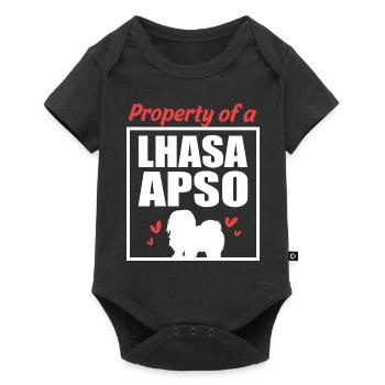 Lhasa Apso Hund - Baby Premium Kurzarmbody - Schwarz - Vorne