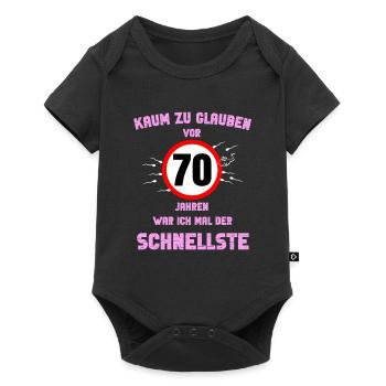 70th Round Birthday Gift Party Saying Idea - Baby Premium short-sleeve bodysuit - black - Front