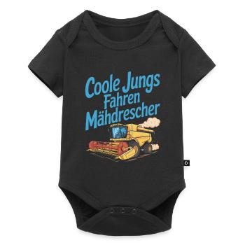Cool guys driving combine harvester - Baby Premium short-sleeve bodysuit - black - Front