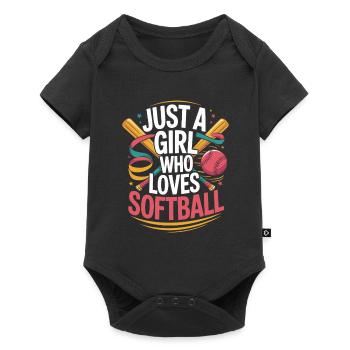 Just a girl who loves softball - Baby Premium short-sleeve bodysuit - black - Front