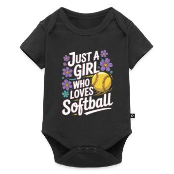 Just a girl who loves Softball - Baby Premium short-sleeve bodysuit - black - Front