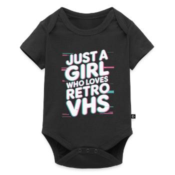 Juste une fille qui aime les vhs rétro - Body à manches courtes Premium Bébé - noir - Devant