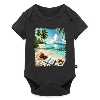 Beach Summer Island Vacation Beach Sea Sun - Baby Premium short-sleeve bodysuit - black - Front