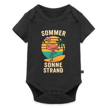 Flamingo Vacances Été Plage Design Rétro - Body à manches courtes Premium Bébé - noir - Devant