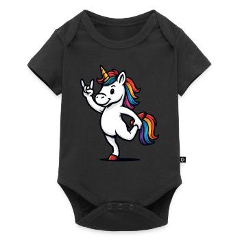 Unicorn Rockhorn Sayings Fun Design - Baby Premium short-sleeve bodysuit - black - Front