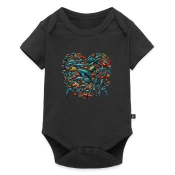 Animaux de la mer, Forme de cœur, Océan, Amour - Body à manches courtes Premium Bébé - noir - Devant