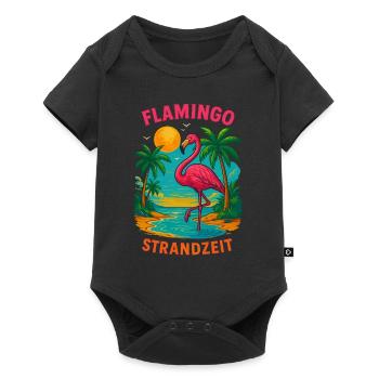 Flamingo Vacances Été Plage Design Rétro - Body à manches courtes Premium Bébé - noir - Devant