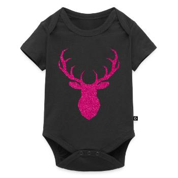 Deer head pink - Baby Premium short-sleeve bodysuit - black - Front