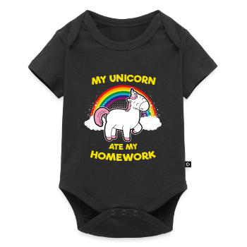 Idée cadeau pour les devoirs de la Licorne - Body à manches courtes Premium Bébé - noir - Devant