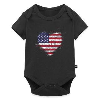 Heart USA Flag Vintage - Baby Premium short-sleeve bodysuit - black - Front