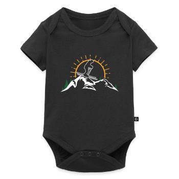 ski snowboard mountain sunset skiing - Baby Premium short-sleeve bodysuit - black - Front
