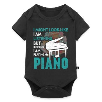Piano Grand piano - Baby Premium short-sleeve bodysuit - black - Front