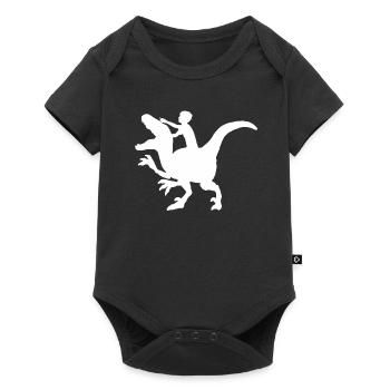 Enfant chevauche Velociraptor T-Rex dinosaure Raptor - Body à manches courtes Premium Bébé - noir - Devant
