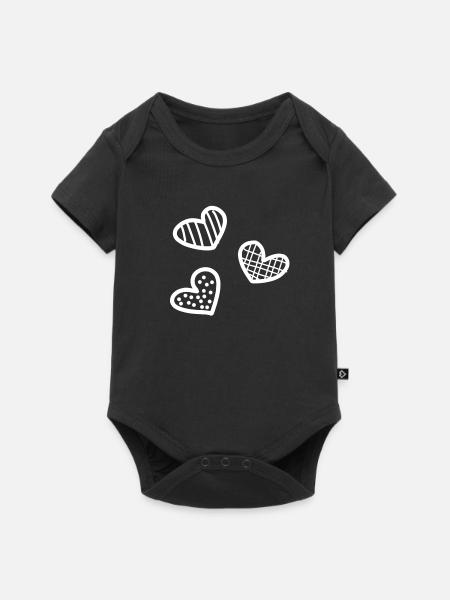 drei Herzen - Baby Premium Kurzarmbody - Schwarz