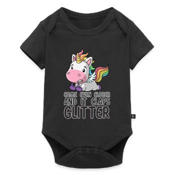 Even closer it claps glitter unicorn gift - Baby Premium short-sleeve bodysuit - black - Front