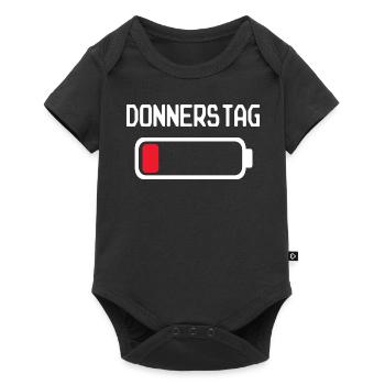 Donnerstag Batterien leer Design - Baby Premium Kurzarmbody - Schwarz - Vorne