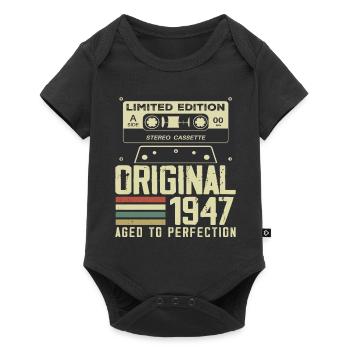 77e Cadeau Anniversaire Style rétro 1947 - Body à manches courtes Premium Bébé - noir - Devant