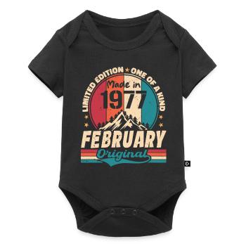 Cadeau 47e Anniversaire Vintage Né En Février 1977 - Body à manches courtes Premium Bébé - noir - Devant