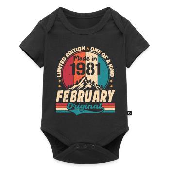 Cadeau 43e Anniversaire Vintage Né En Février 1981 - Body à manches courtes Premium Bébé - noir - Devant