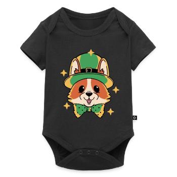 Leprechaun Lucky Corgi - Baby Premium short-sleeve bodysuit - black - Front