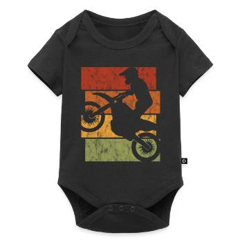 Motocross Retro Motorrad Motorcross Stunt Enduro - Baby Premium short-sleeve bodysuit - black - Front