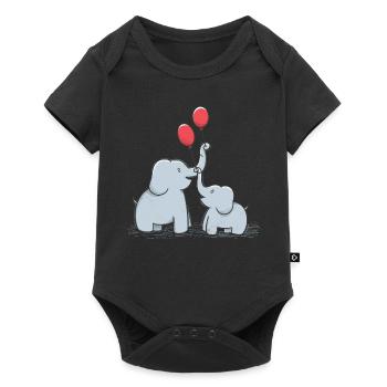 Doux éléphants Couple fête des mères Idée cadeau - Body à manches courtes Premium Bébé - noir - Devant