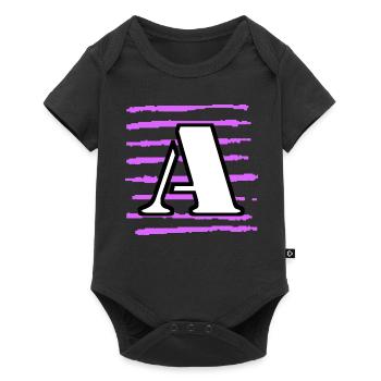 noir blanc violet rayé a - Body à manches courtes Premium Bébé - noir - Devant