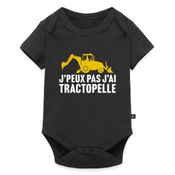 j'peux pas j'ai tractopelle t-shirt chantier - Body à manches courtes Premium Bébé - noir - Devant