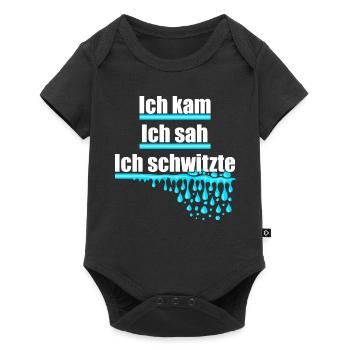Ich kam, sah und schwitzte, Hitze, Schweiß, heiß - Baby Premium Kurzarmbody - Schwarz - Vorne