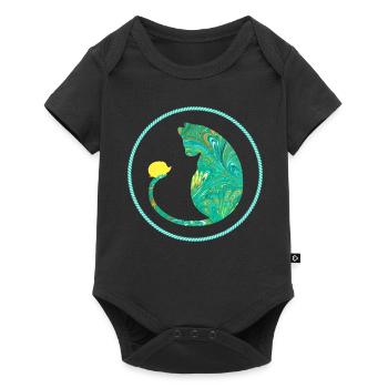 katze mit igel e 71 - Baby Premium Kurzarmbody - Schwarz - Vorne