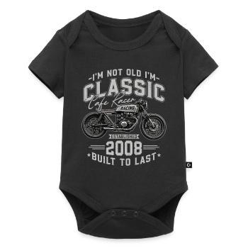 2008 Vintage Birthday Cafe Racer Motorcycle - Baby Premium short-sleeve bodysuit - black - Front