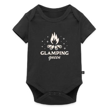 Glamping queen funny girl camping luxury aesthetic - Baby Premium short-sleeve bodysuit - black - Front