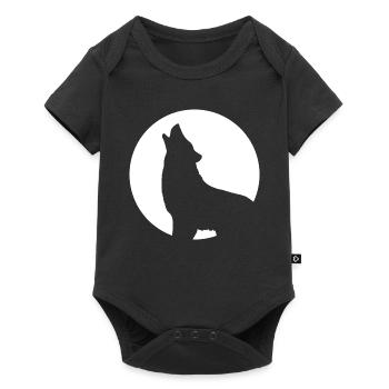 Loup hurlant lune pleine lune nuit - Body à manches courtes Premium Bébé - noir - Devant