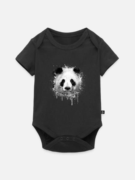 Cooles Kunst Panda Portrait (watercolor design) - Baby Premium Kurzarmbody - Schwarz