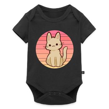 Anime cat in sunset - Baby Premium short-sleeve bodysuit - black - Front