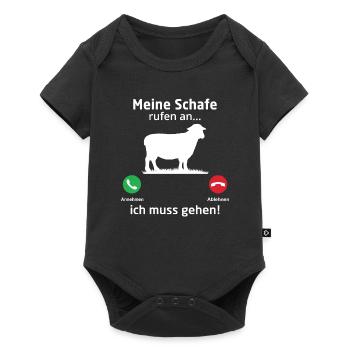 Meine Schafe rufen an ich muss gehen - Baby Premium Kurzarmbody - Schwarz - Vorne