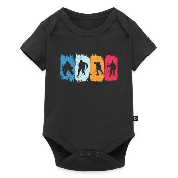 hockey sur glace t-shirt rétro hockey - Body à manches courtes Premium Bébé - noir - Devant