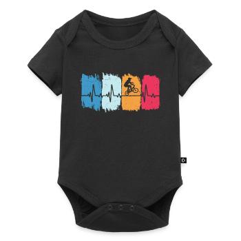 BMX fahrer retro herzschlag BMX fahrrad - Baby Premium Kurzarmbody - Schwarz - Vorne