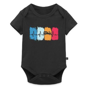 Fire Truck Retro Heartbeat Fire Brigade - Baby Premium short-sleeve bodysuit - black - Front