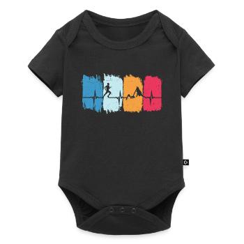 Trail Running Retro Heartbeat Jogging Mountain Running - Baby Premium short-sleeve bodysuit - black - Front