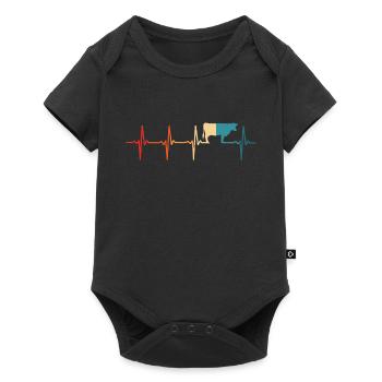 Cow retro heartbeat farmer cows - Baby Premium short-sleeve bodysuit - black - Front