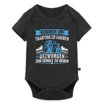 Geboren um Traktor zu Fahren - Baby Premium Kurzarmbody - Schwarz - Vorne