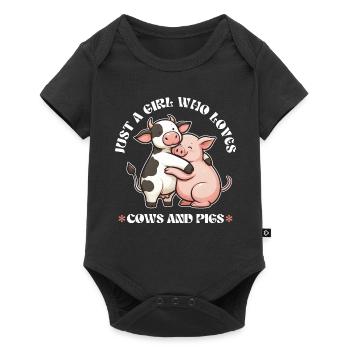 Funny Farm Animal Lover Piglet Farmer Pig Cow - Baby Premium short-sleeve bodysuit - black - Front