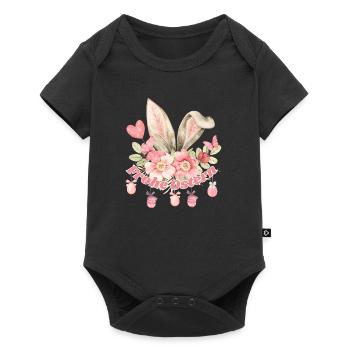 Frohe Ostern Hasenohren Mädchen - Baby Premium Kurzarmbody - Schwarz - Vorne