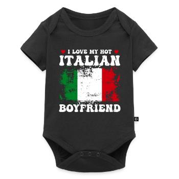 I Love My Hot Italian Boyfriend Couple Italy Flag - Body à manches courtes Premium Bébé - noir - Devant