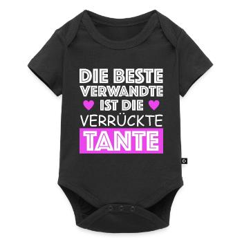 Die beste Verwandte ist die verrückte Tante | Kind - Baby Premium Kurzarmbody - Schwarz - Vorne