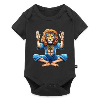 Löwe Yogi - Baby Premium Kurzarmbody - Schwarz - Vorne