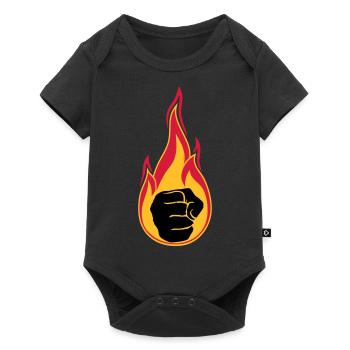 hot flames burn fire fist hand clenched - Baby Premium short-sleeve bodysuit - black - Front
