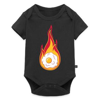 feu chaud flammes brûler torche oeuf au plat cuire - Body à manches courtes Premium Bébé - noir - Devant